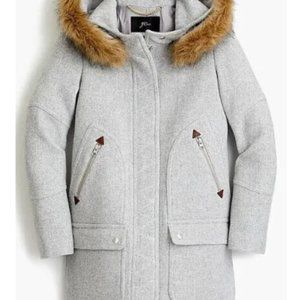 NWT J. Crew Chateau Parka in Italian Stadium Cloth - Heather Dusk - Size 22